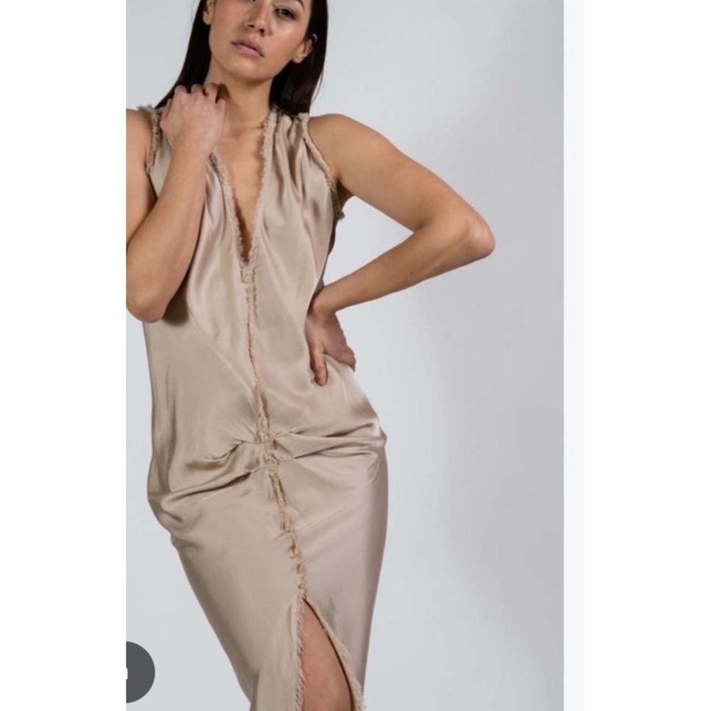 Jaga Mycono Titan 100% Linen Designer Luxury Maxi Raw Hem Gray NWT 2 USA